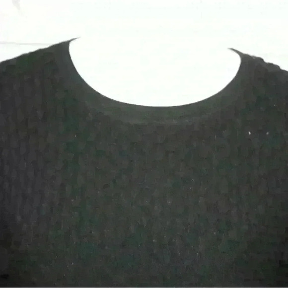 Troupe Women’s Scalloped Blouse Black High Low Shear Sleeve Stretch Top Medium - Picture 5 of 7